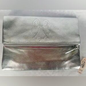 Victoria Secret Silver Angel Zipper Clutch